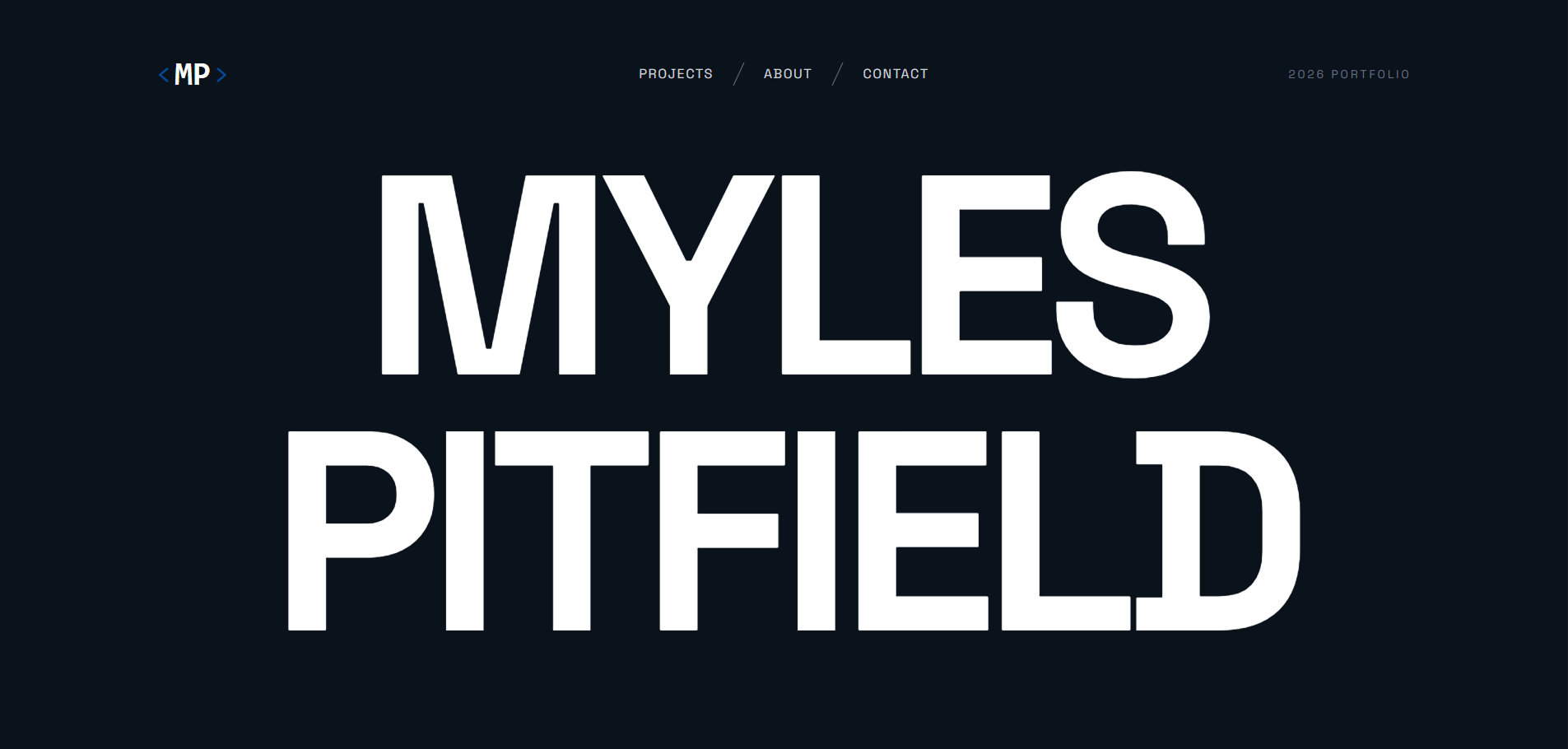Myles Pitfield Portfolio Homepage